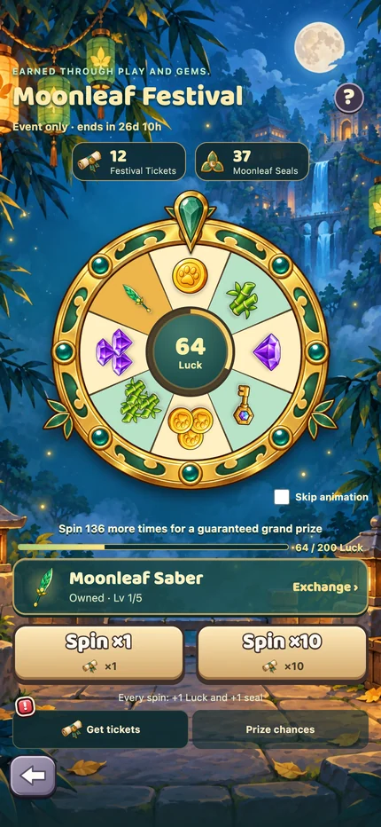 Moonleaf Festival reward wheel